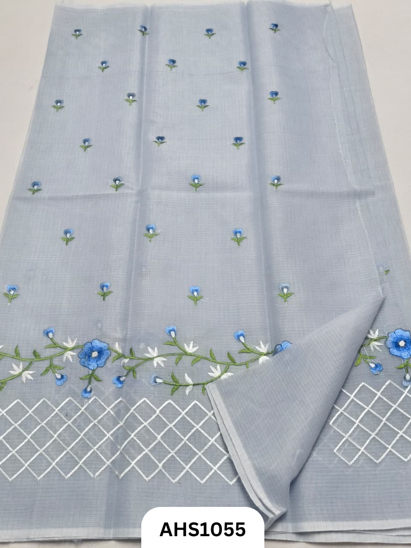Kota Cotton Embroidery  Work Saree with Blouse