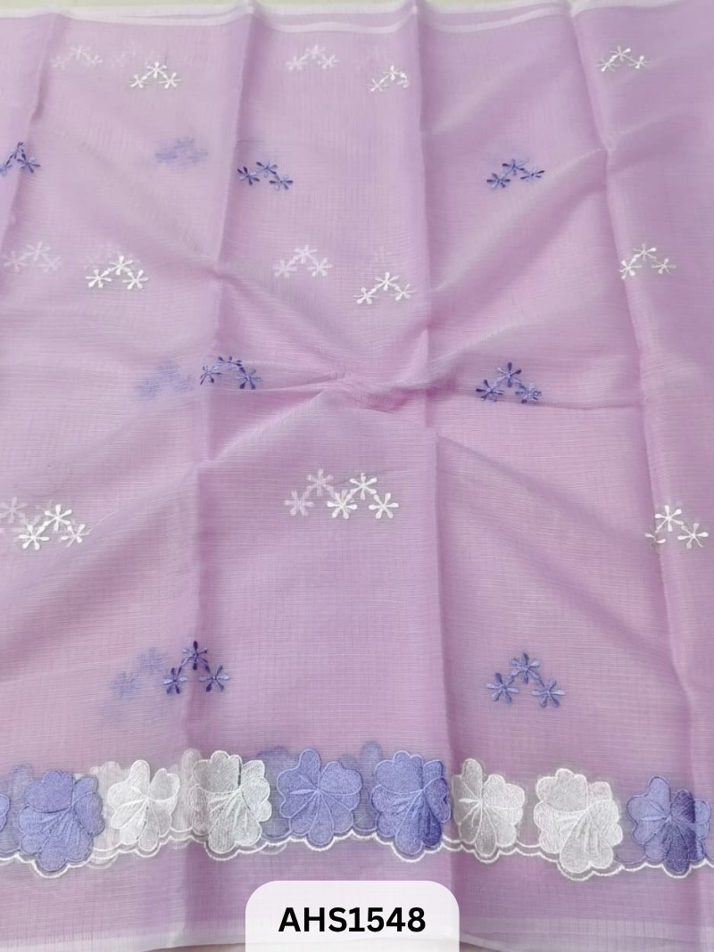 Kota Cotton Embroidery Work Saree With Blouse