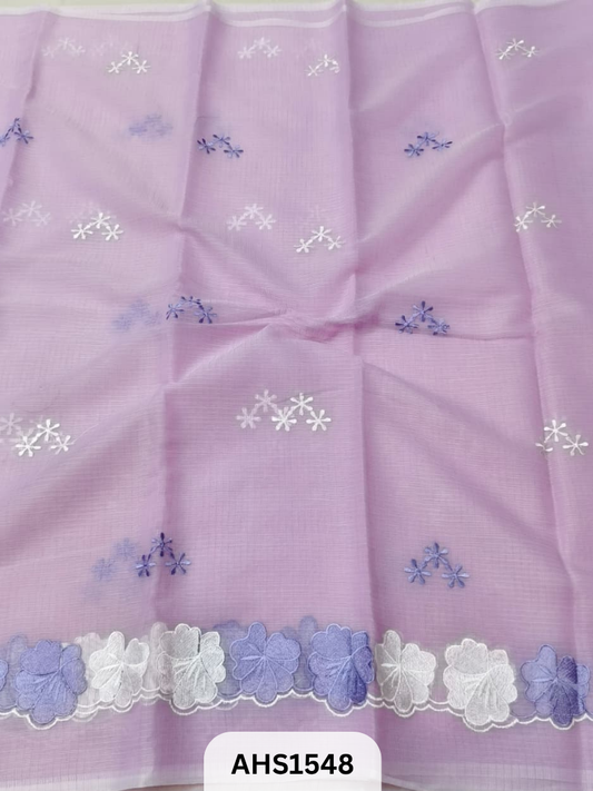 Kota Cotton Embroidery Work Saree With Blouse