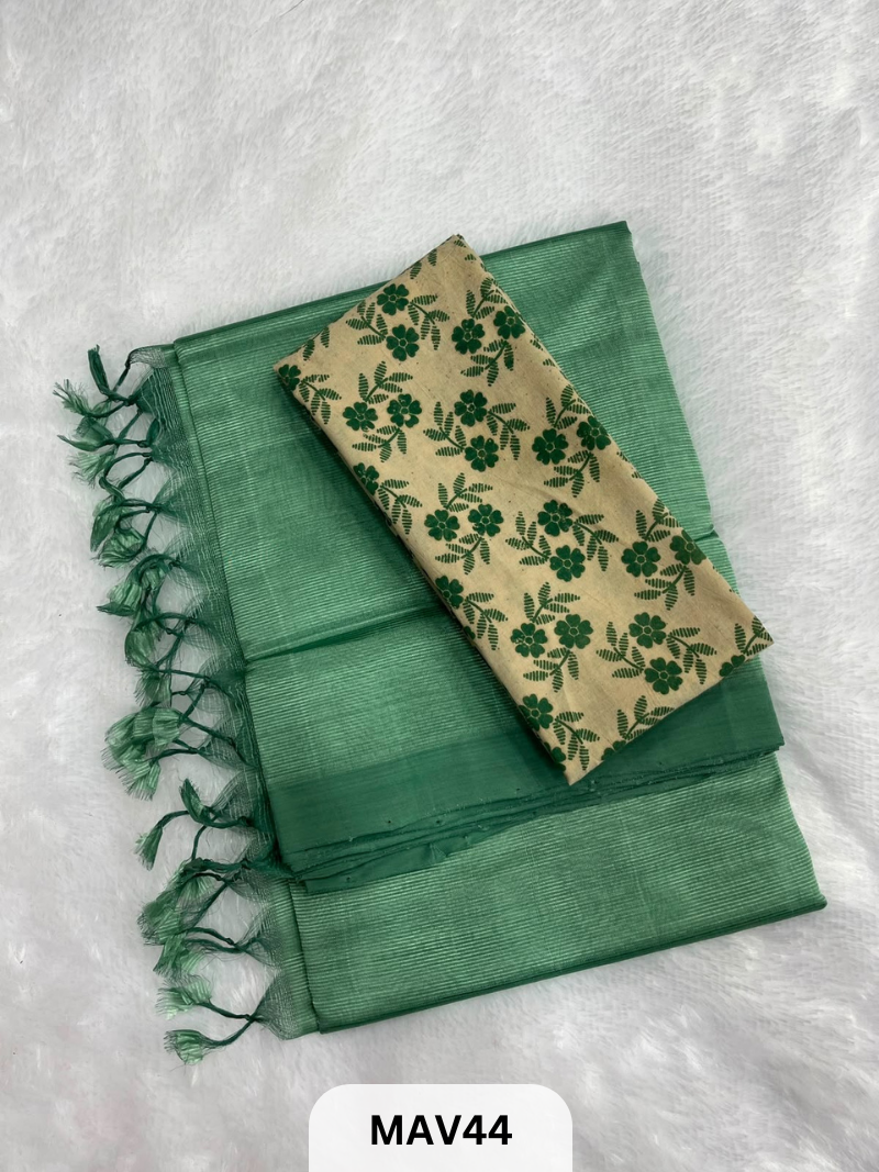 MANGALAGIRI PATTU SAREE WITH KALAMKARI BLOUSE (1 METER)