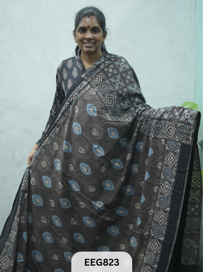 MUL COTTON AJRAKH HANDBLOCK PRINT SAREE