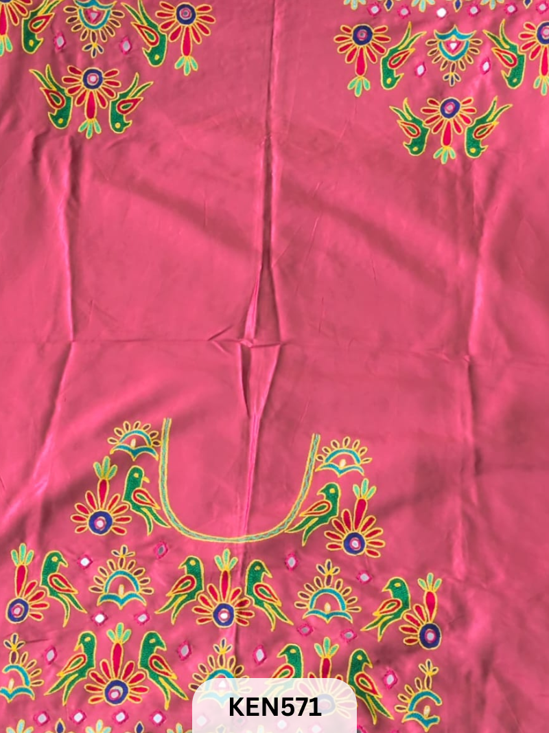 MASHRUSILK HAND AARIWORK UNSTITCHED BLOUSEPIECE