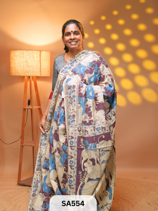 Kalamkari malmal cotton saree Ravi Sun Kalamkari
