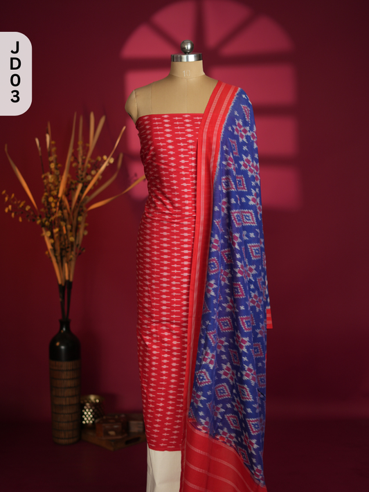 Double Ikkat Cotton with Mercerised Cotton Dupatta