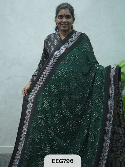 MODAL AJRAKH BANDHEJ SAREE