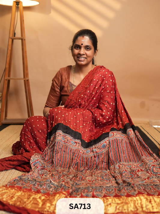MODAL SILK WITH BANDHINI WORK