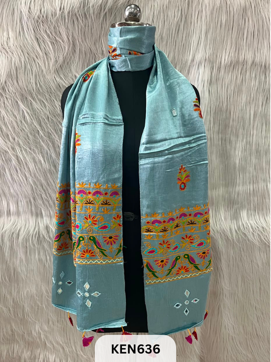 MUSHRU HAND AARI WORK WITH MIRROR WORK STOLE