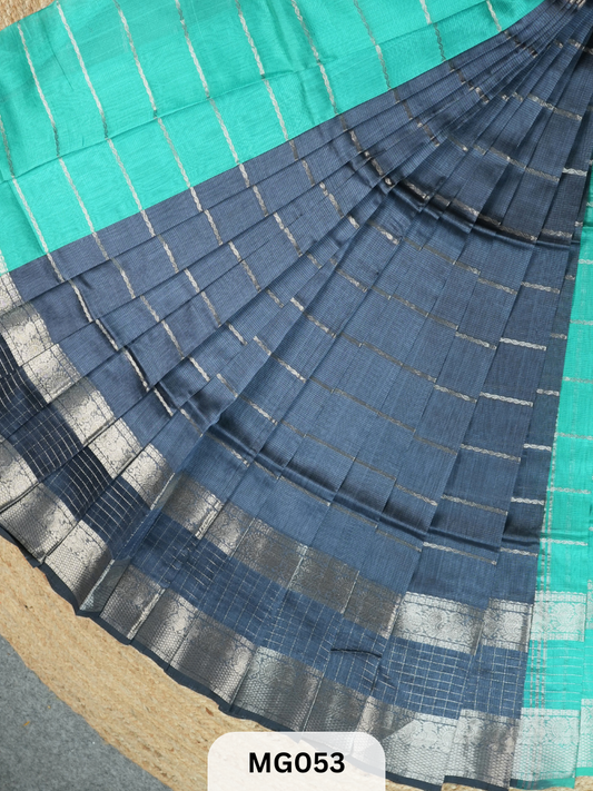 Pure Handloom Mangalgiri saree Rekha pallu Butta