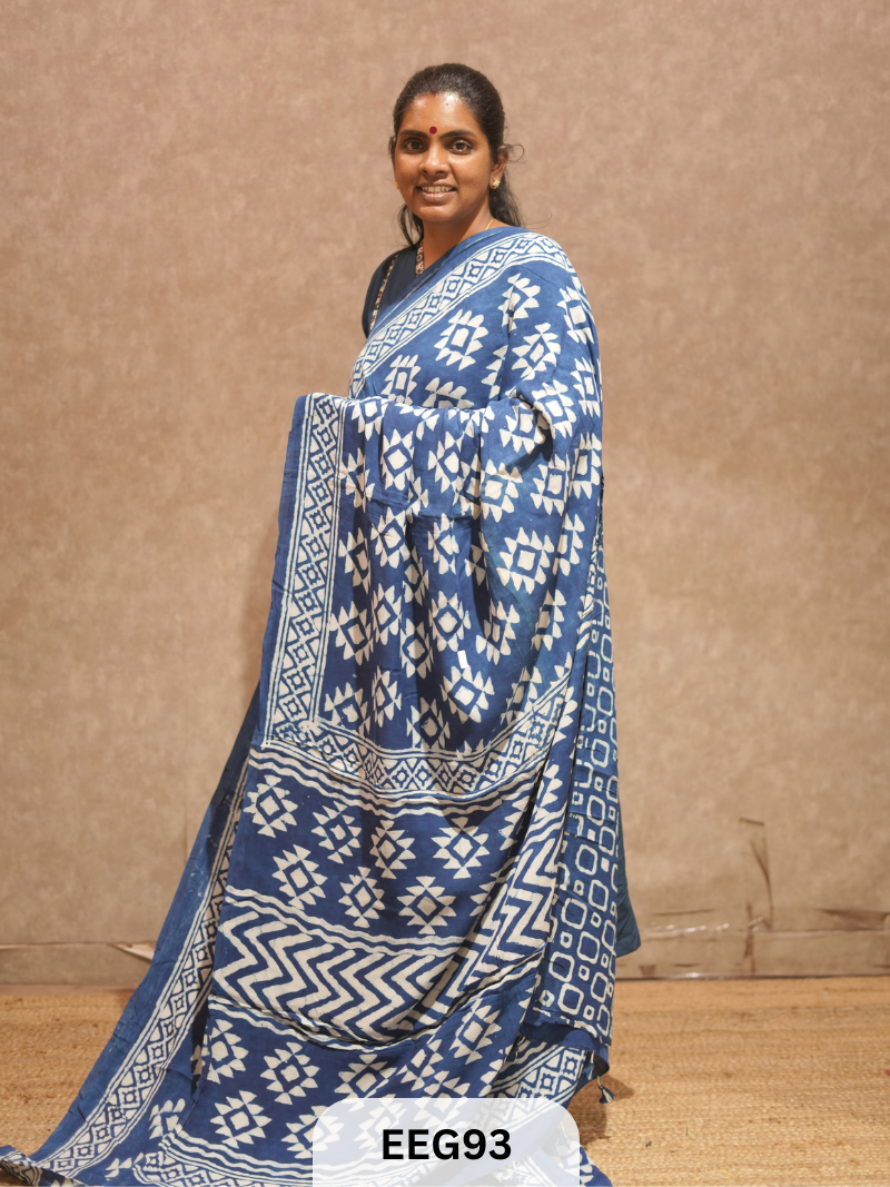CHANDERI INDIGO SAREE