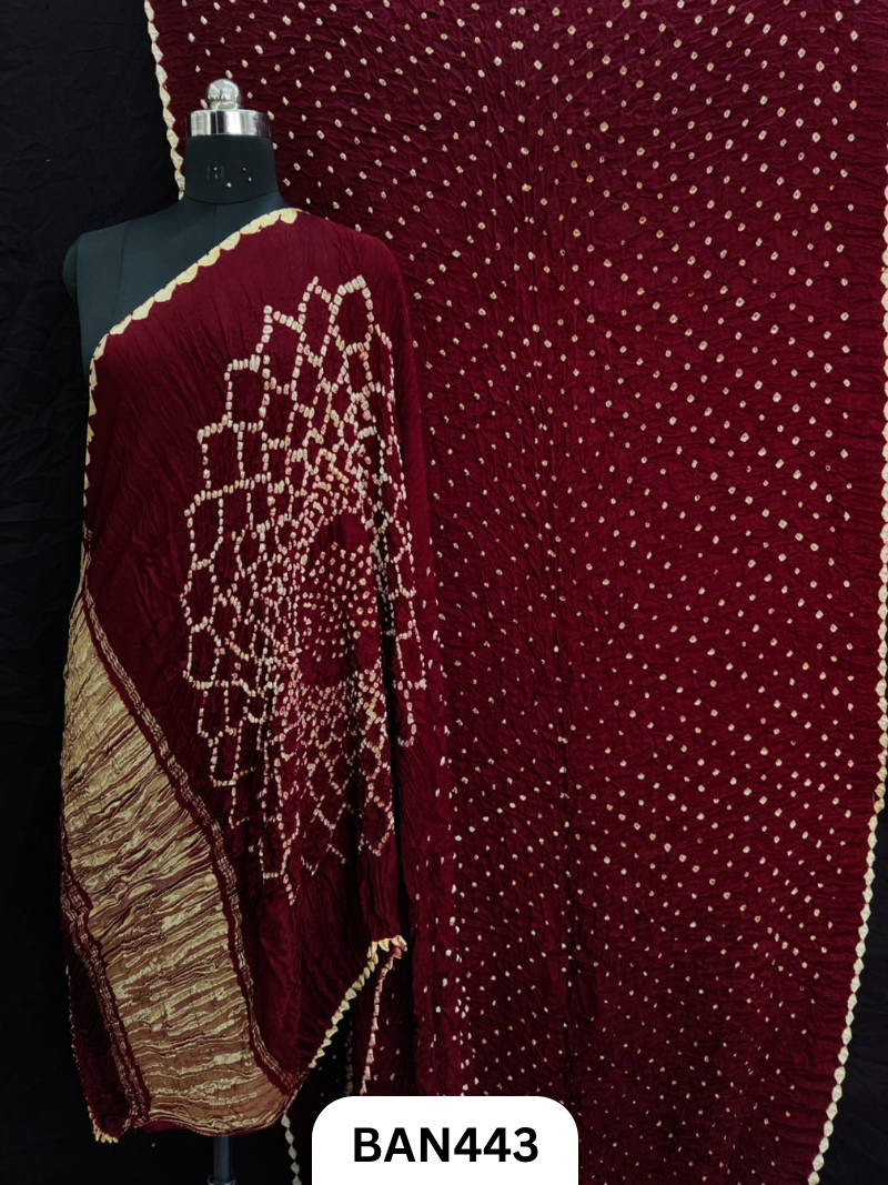 Semi Gaji Silk Tissue Pallu Bandhej Saree With Edging