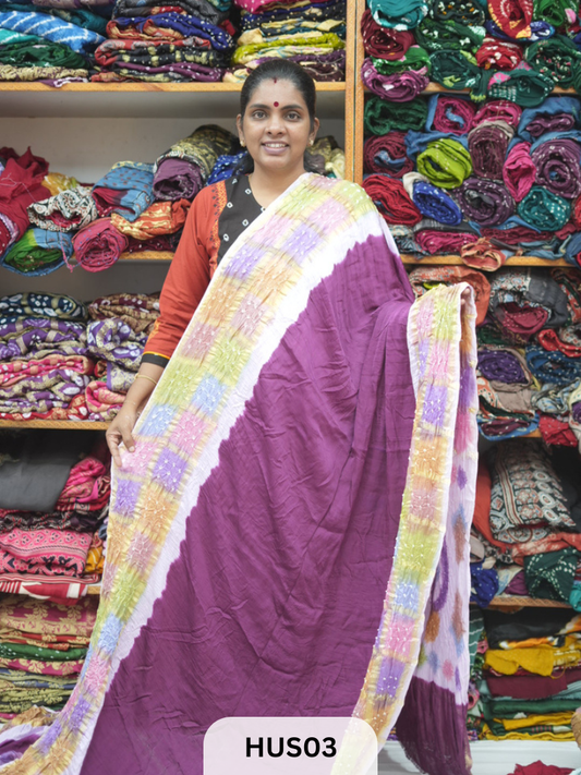 PURE MODAL WITH CHECKS MULTI COLOUR BORDER