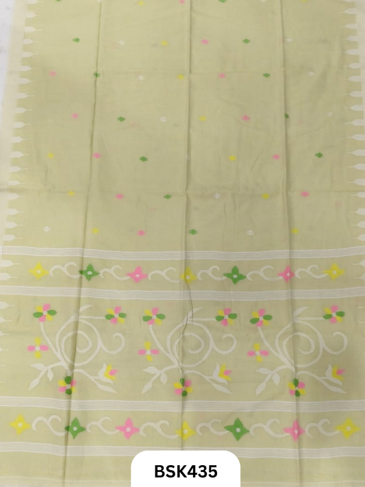 Handloom Pure Mul Cotton Needle Work Saree