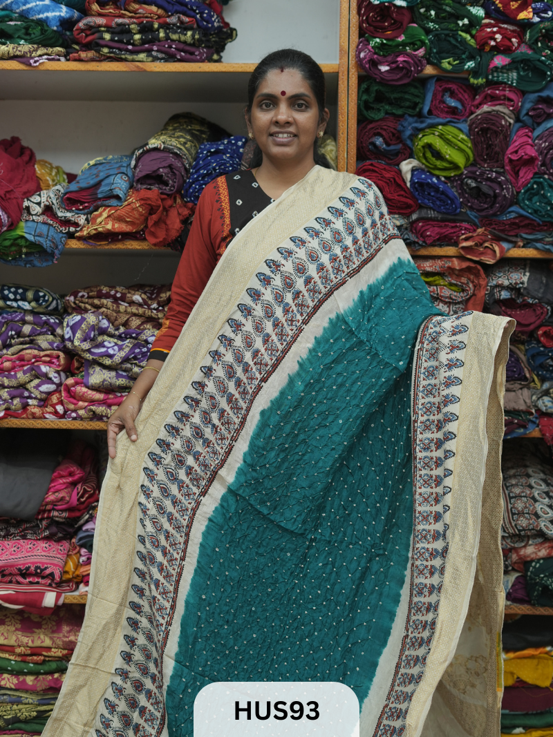 PURE DOLA SILK WITH AJRAKH MINAKARI PALLU