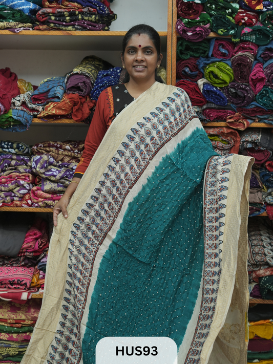 PURE DOLA SILK WITH AJRAKH MINAKARI PALLU