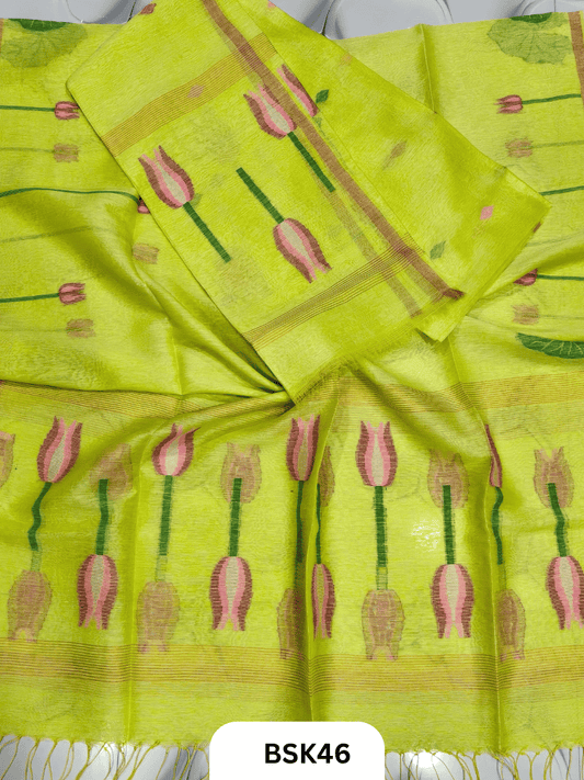 Premium Pure Handloom Linen Silk Salwar  Top 2.7 mtr  Duppata 2.5 mtr