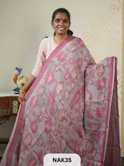 LINEN PENKALAMKARI SAREE