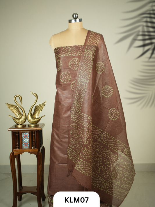 Semi Tussar Salwar Unstitched 3Pc Set