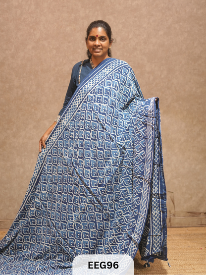 CHANDERI INDIGO SAREE