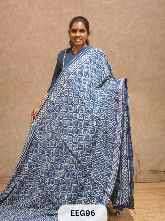 CHANDERI INDIGO SAREE
