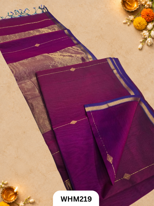 Pure Maheshwari Handloom Dual Tone Diamand Butti Line Saree