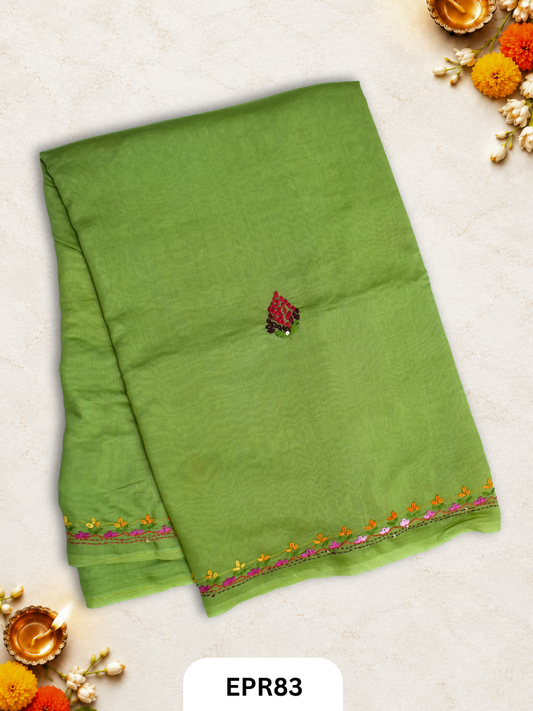 Mul Chanderi Lambani Embroidery Saree