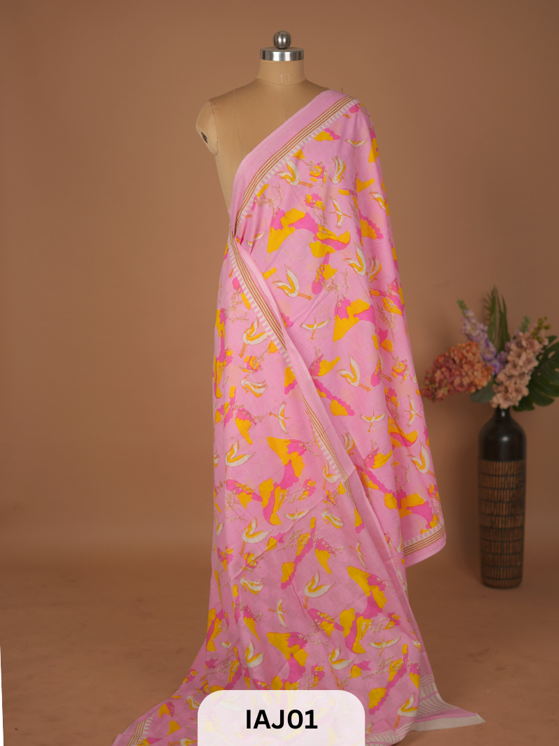 Malmal Cotton Saree with Print
