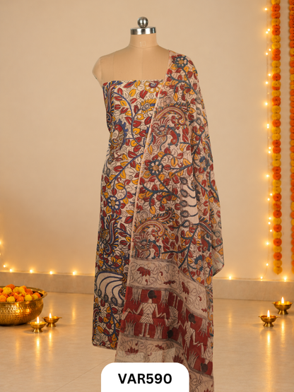 KALAMKARI 2 PCS SALWAR SUIT- top2.5 mtr and duppatta