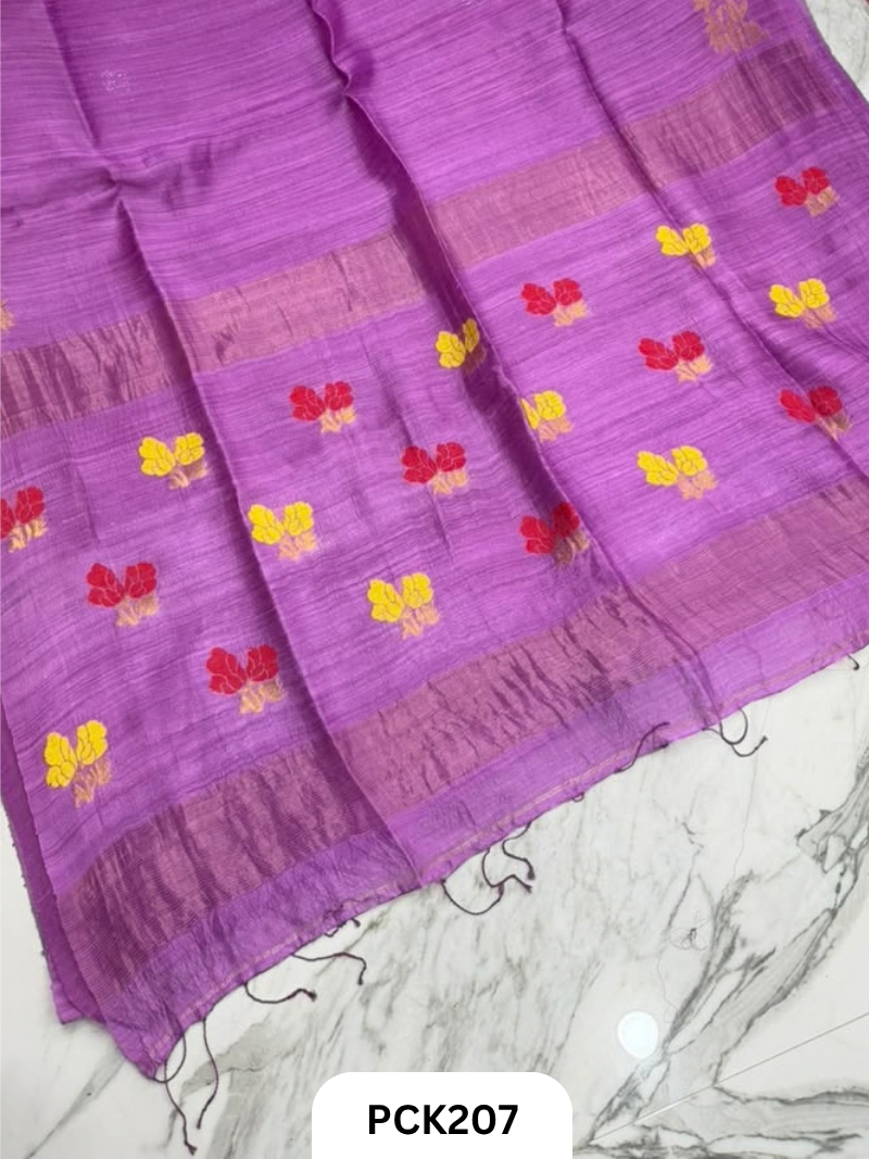 Pure Handloom Matka Handweaving Jamdani Motifs  Saree