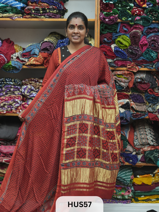 VISCOSE AJRAKH WITH GHARCHOLA PALLU