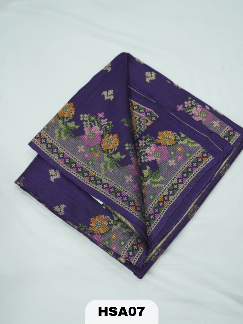 BANARAS RUSSIAN CROSS STICHED SILK SAREE