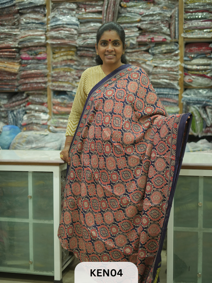 PURE MODAL AJRAKH PIGMENTED SCREENPRINT SAREE