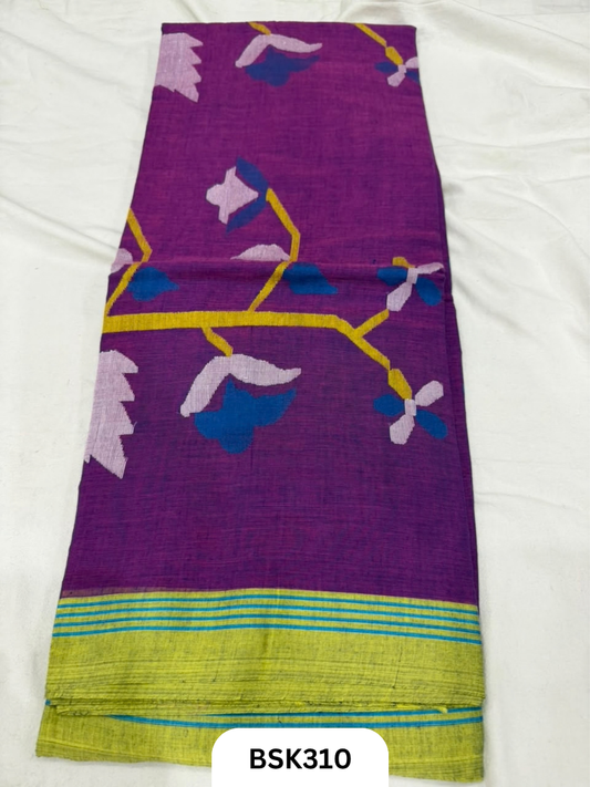 Handloom Pure Mul Cotton With Jamdhani Weave Saree