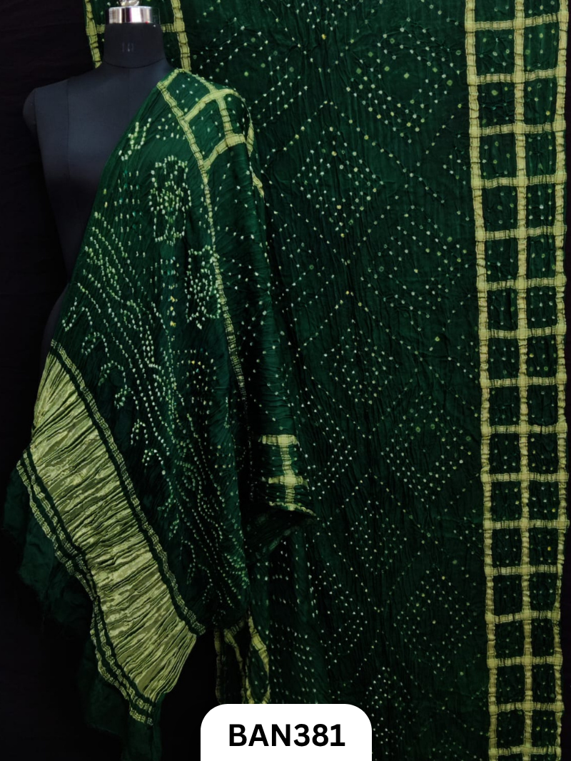 Modal Tissue Pallu Checks Border Choras Dani Bandhej Saree