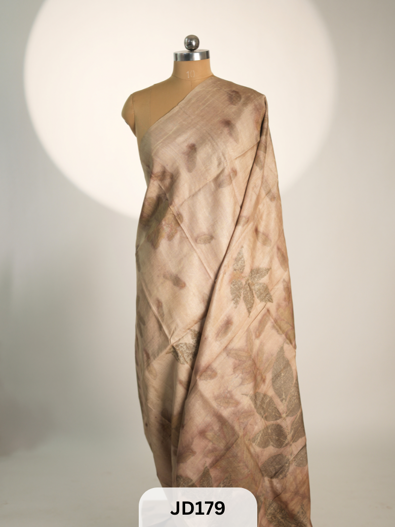 PURE RAW SILK SAREE | ECO PRINT