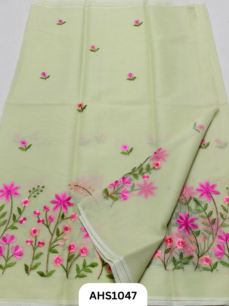 Kota Cotton Embroidery  Work Saree with Blouse