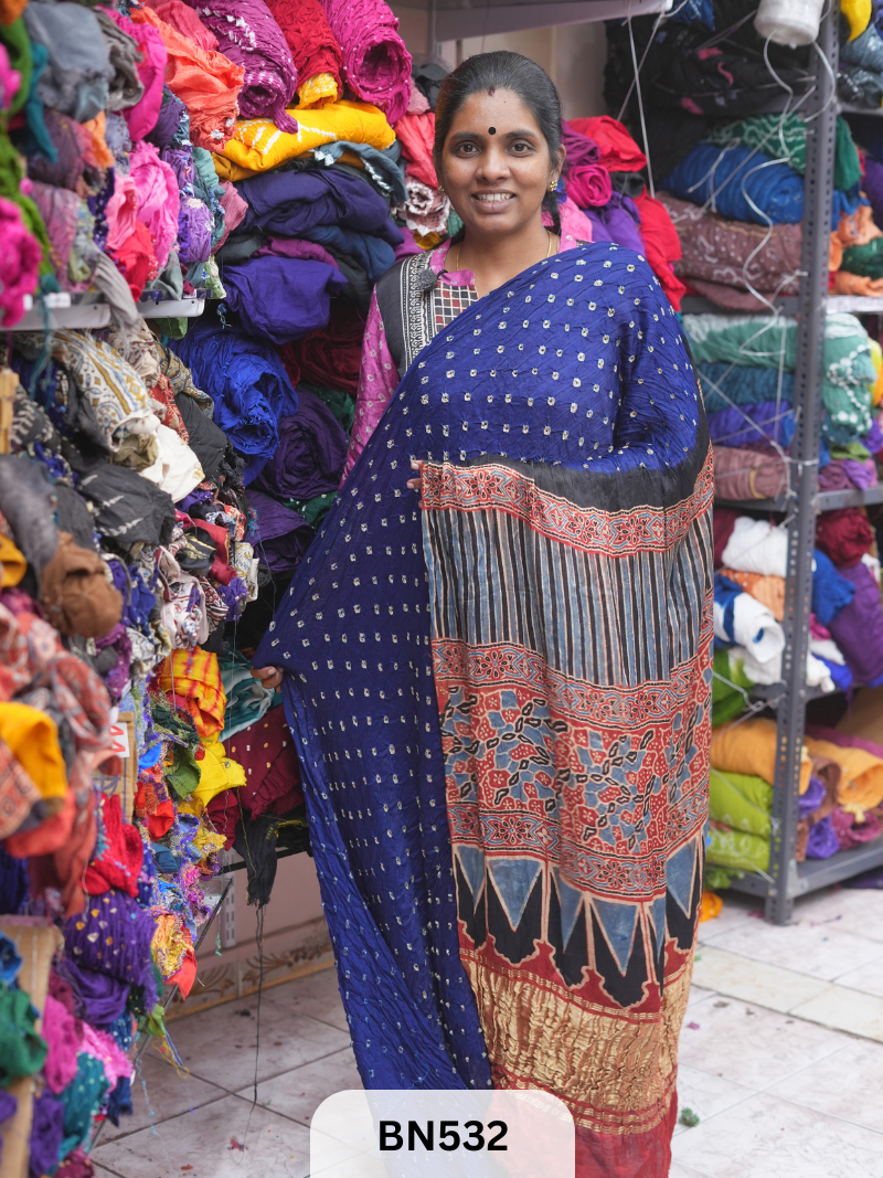 MODAL GAJI - AJRAKH BANDHINI SAREE