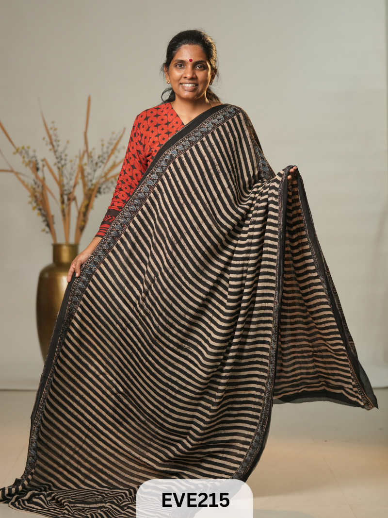 Chinon Chiffon Ajrakh Print Saree