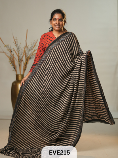 Chinon Chiffon Ajrakh Print Saree