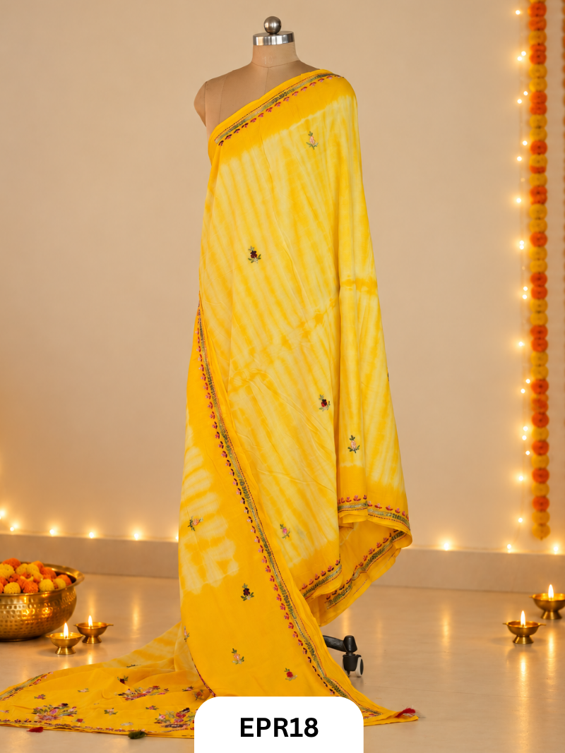 Mul Cotton Tie & Die With Bullion Stitch Saree