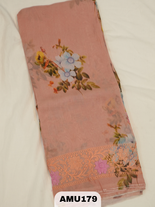 BANARAS RUSSIAN SILK SAREE WITH PRINTED
