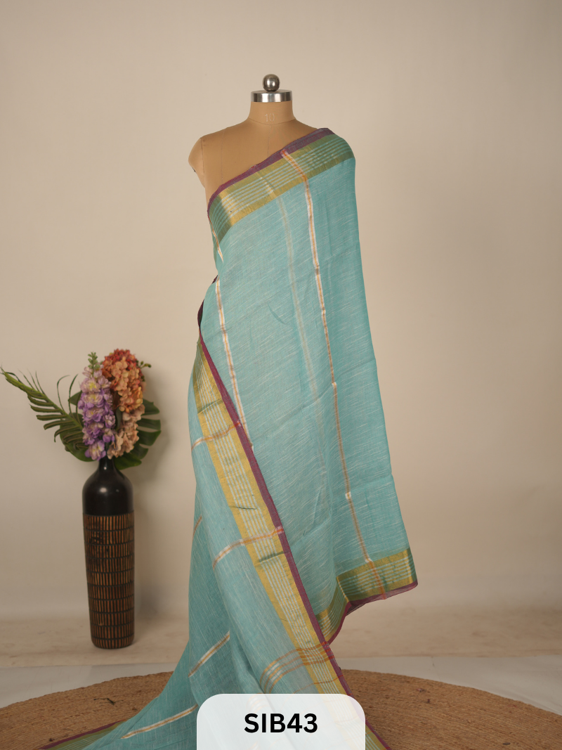 PURE JAYASHREE LINEN WITH COTTON SAREE - HANDLOOM