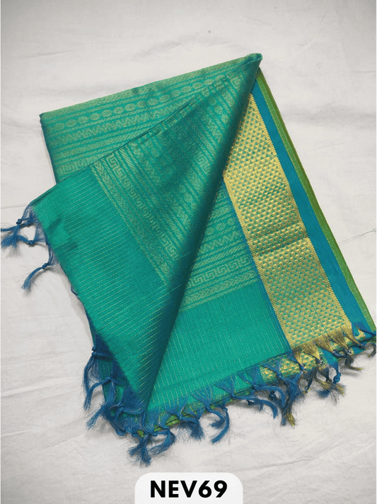 KALAKSHATHRA ZARI CHECKS SILK COTTON HANDLOOM SAREE WITH CONTRAST BLOUSE