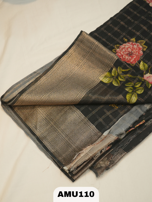 BANARA RUSSIAN SILK SAREE WITH DIGITAL PRINT
