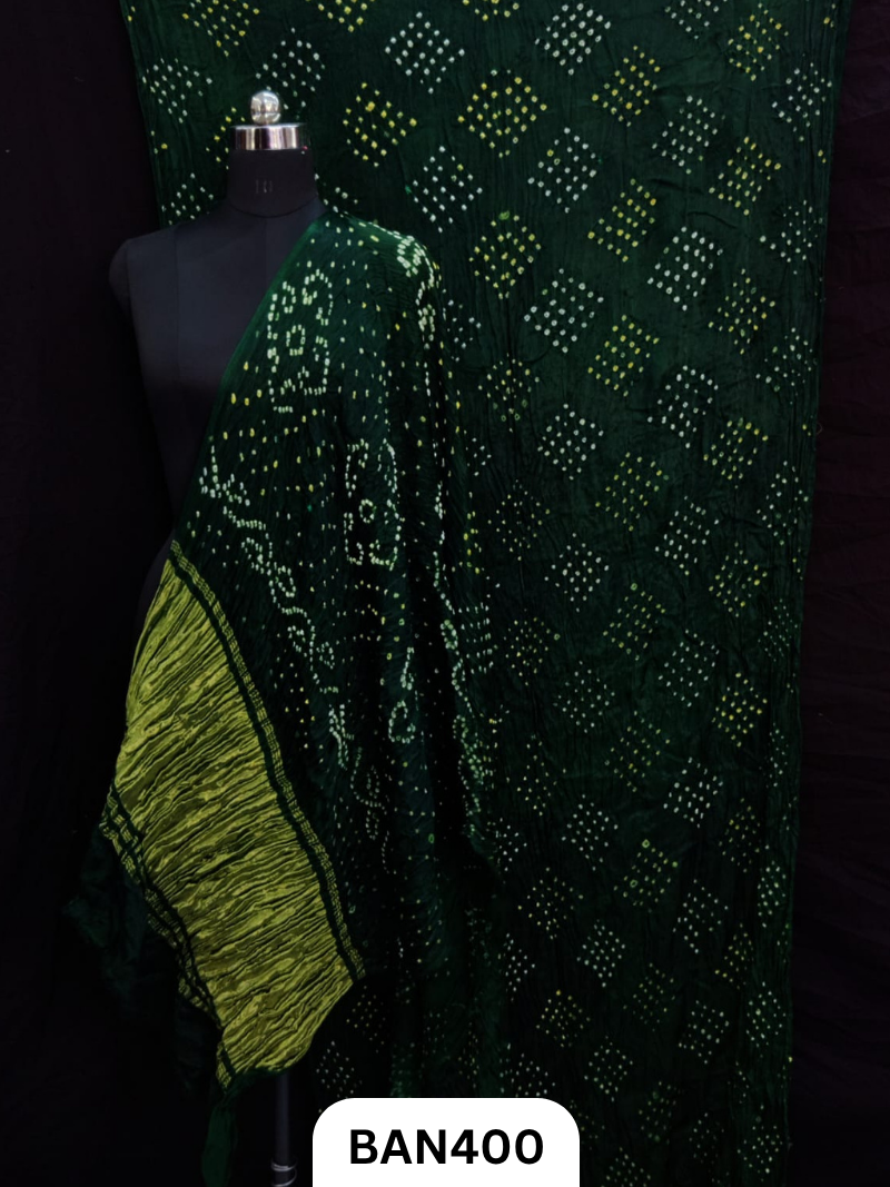 Semi Gaji Silk Tissue Pallu 25 Bani Bandhej Saree