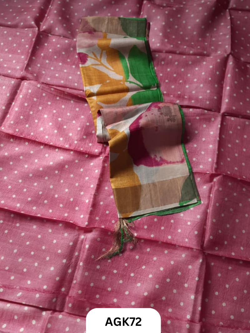 Silk Mark Certified Tussar Salwar Set with Hand Block Print