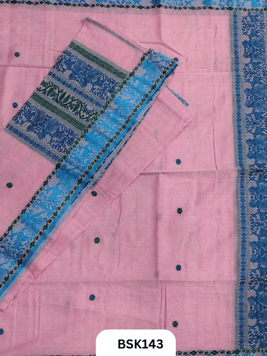 Exclusive Baluchari Handloom Pure Cotton Salwar Suit Set – Embroidered Top 2.5 m & Dupatta 2.5Mtr