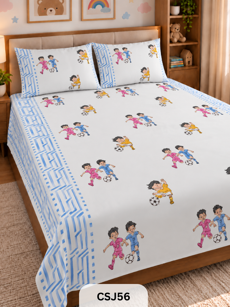 Kids Cherry Blossom Bedsheet With Pillow Covers - 98*108