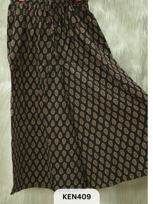 PLAZO HANDBLOCK PANT-FREE SIZE(22 to 40 INCH)