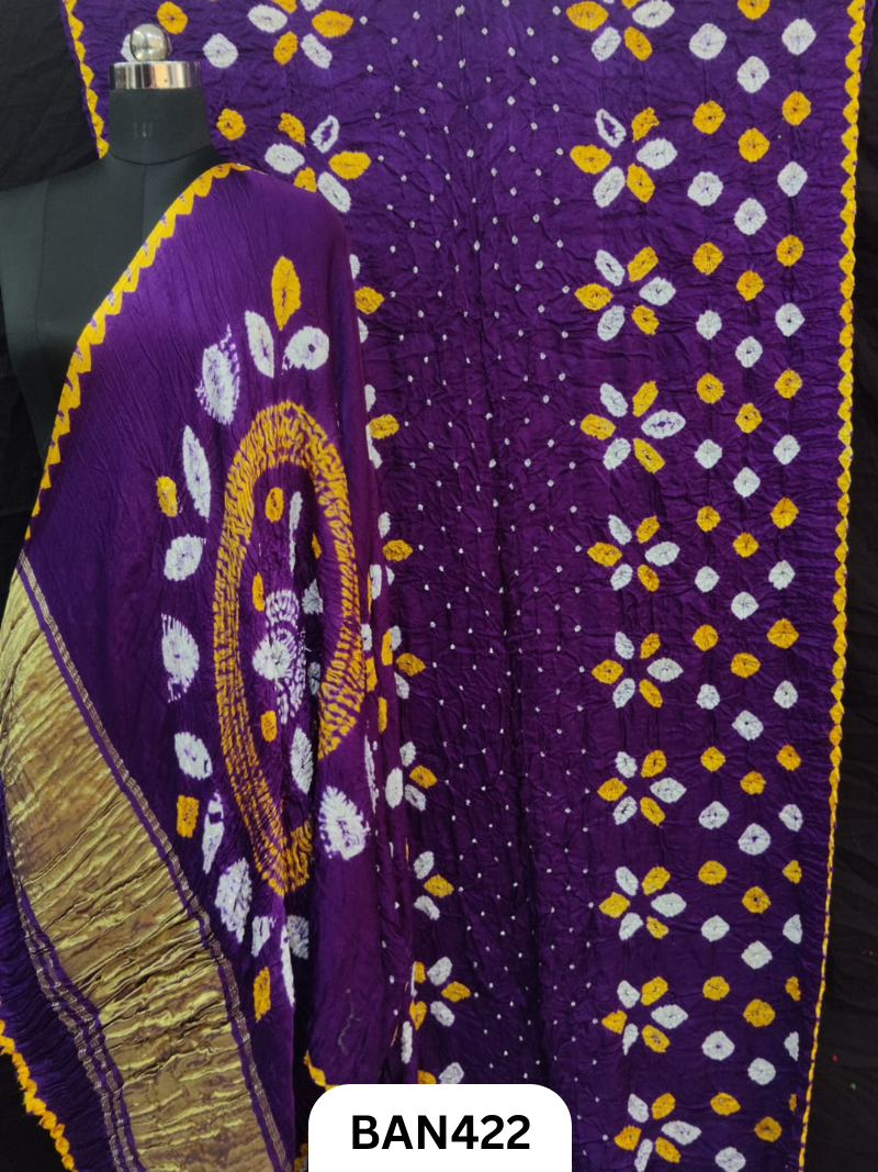 Semi Gaji Silk Tissue Pallu Shibori Pallu Shibori Border Bandhej Saree