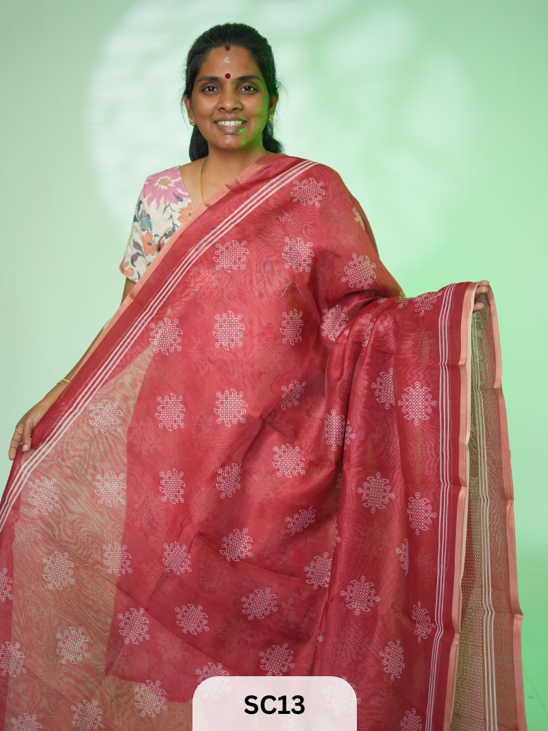 KOLLAM PRINT LINEN COTTON SAREE